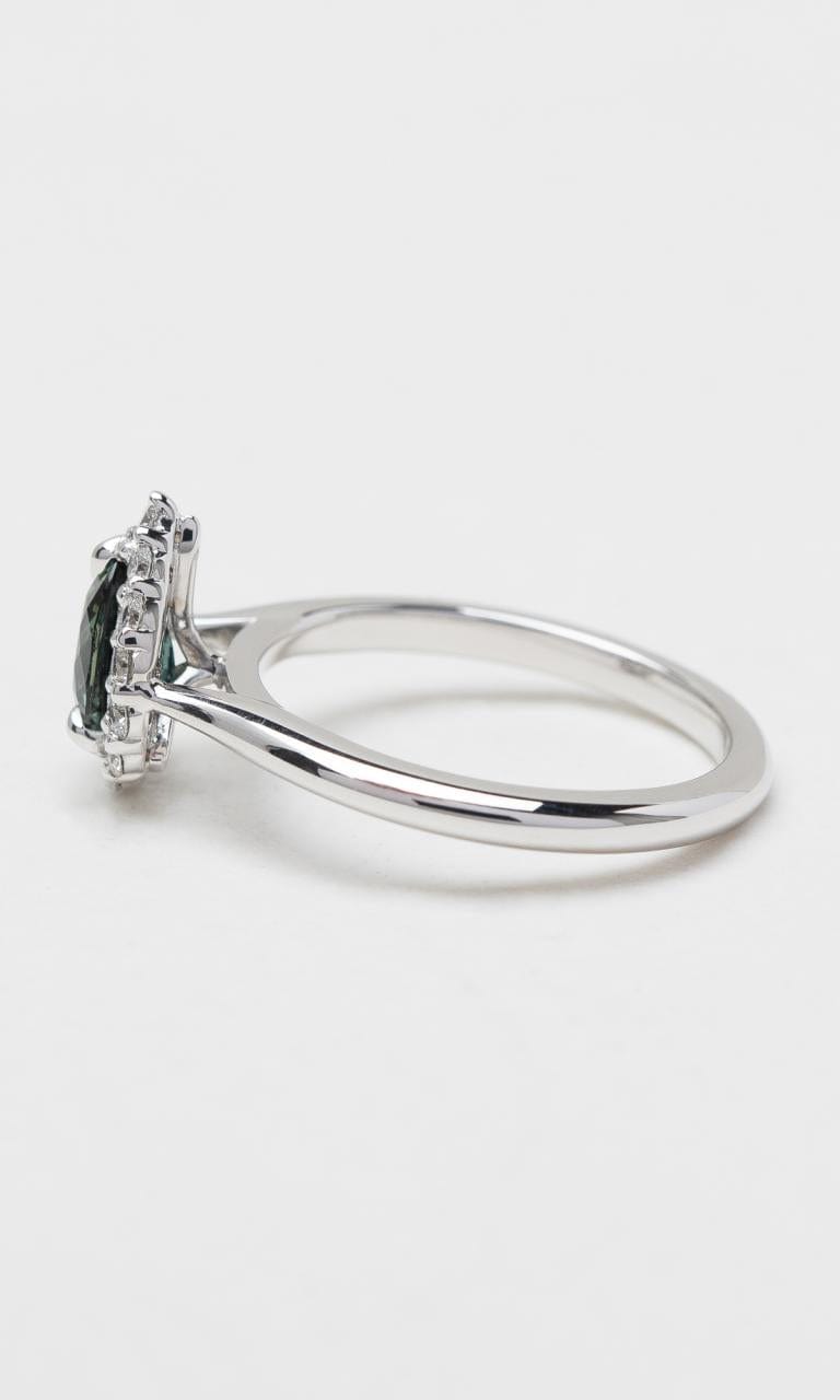 Hogans Family Jewellers 18K WG Pear Cut Madagascan Sapphire Halo Ring