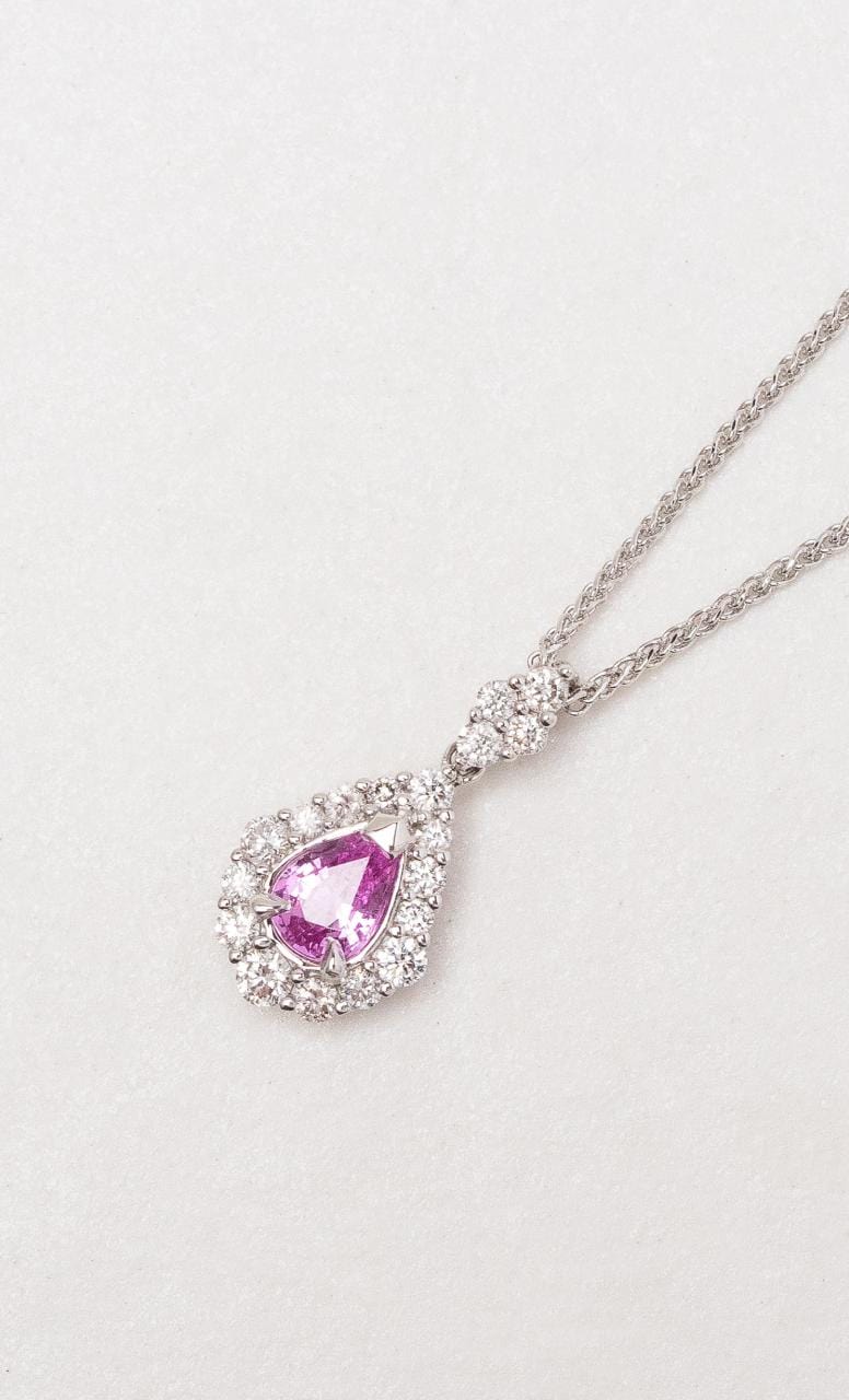 Hogans Family Jewellers 18K WG Pear Cut Pink Sapphire Pendant