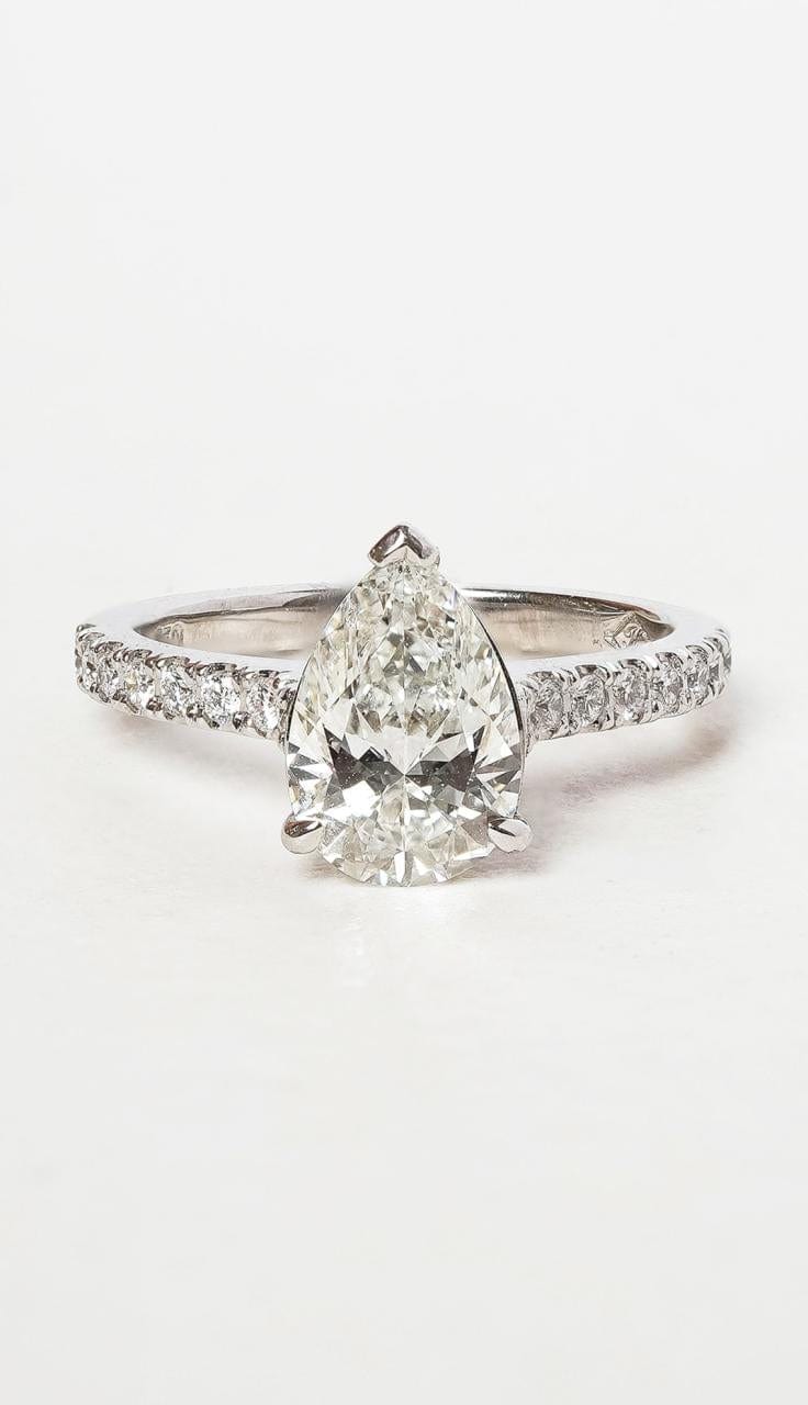 Hogans Family Jewellers 18K WG Pear Cut Solitaire Diamond Ring
