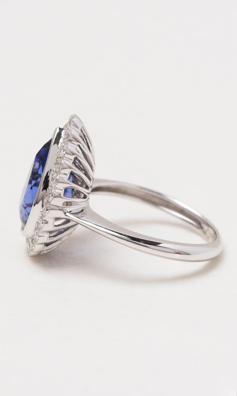 Hogans Family Jewellers 18K WG Pear Cut Tanzanite Halo Style Ring