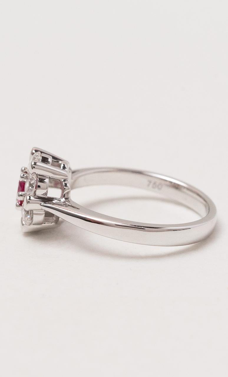 Hogans Family Jewellers 18K WG Petite Ruby & Diamond Cluster Ring