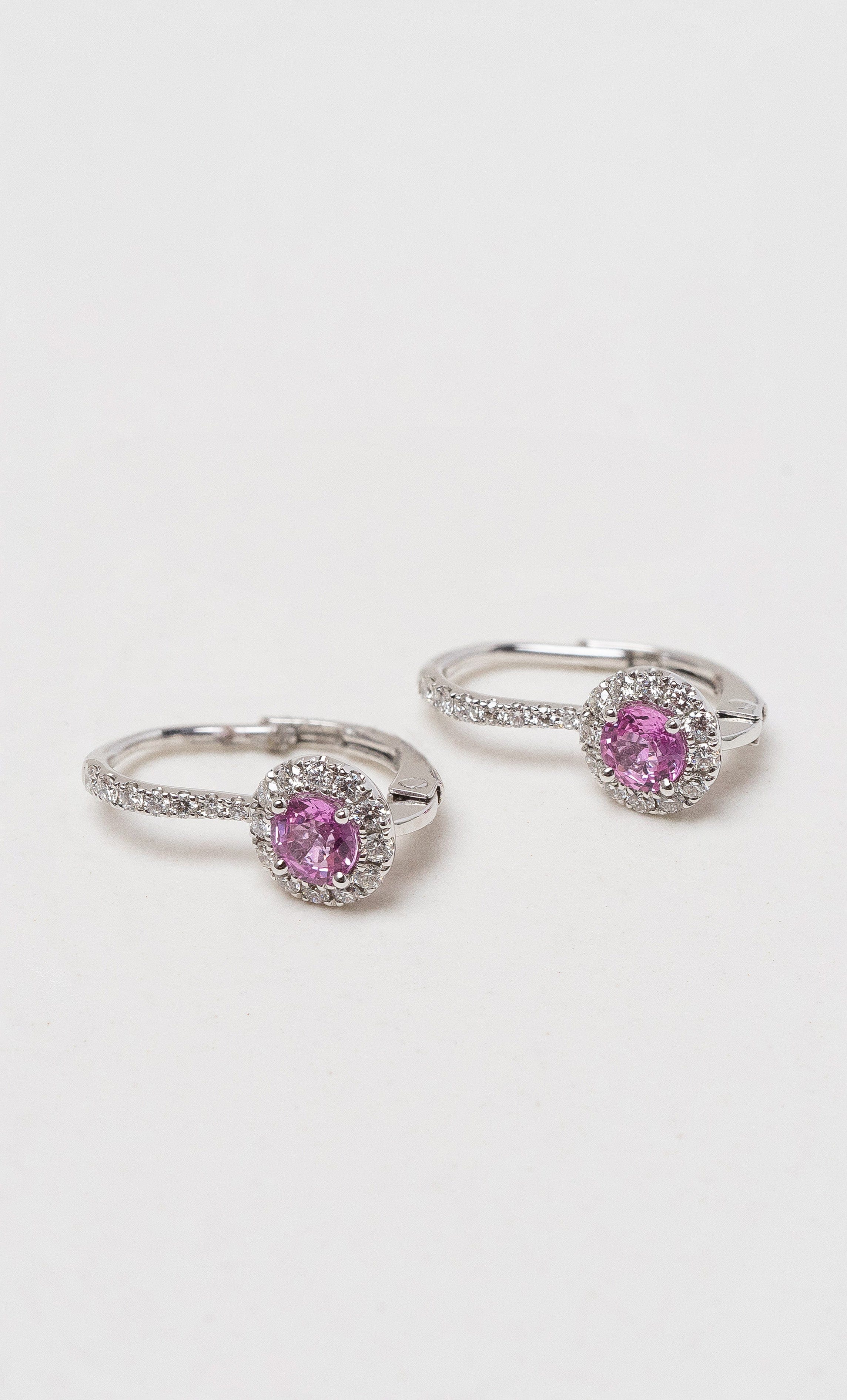 Hogans Family Jewellers 18K WG Pink Sapphire Cluster Earrings