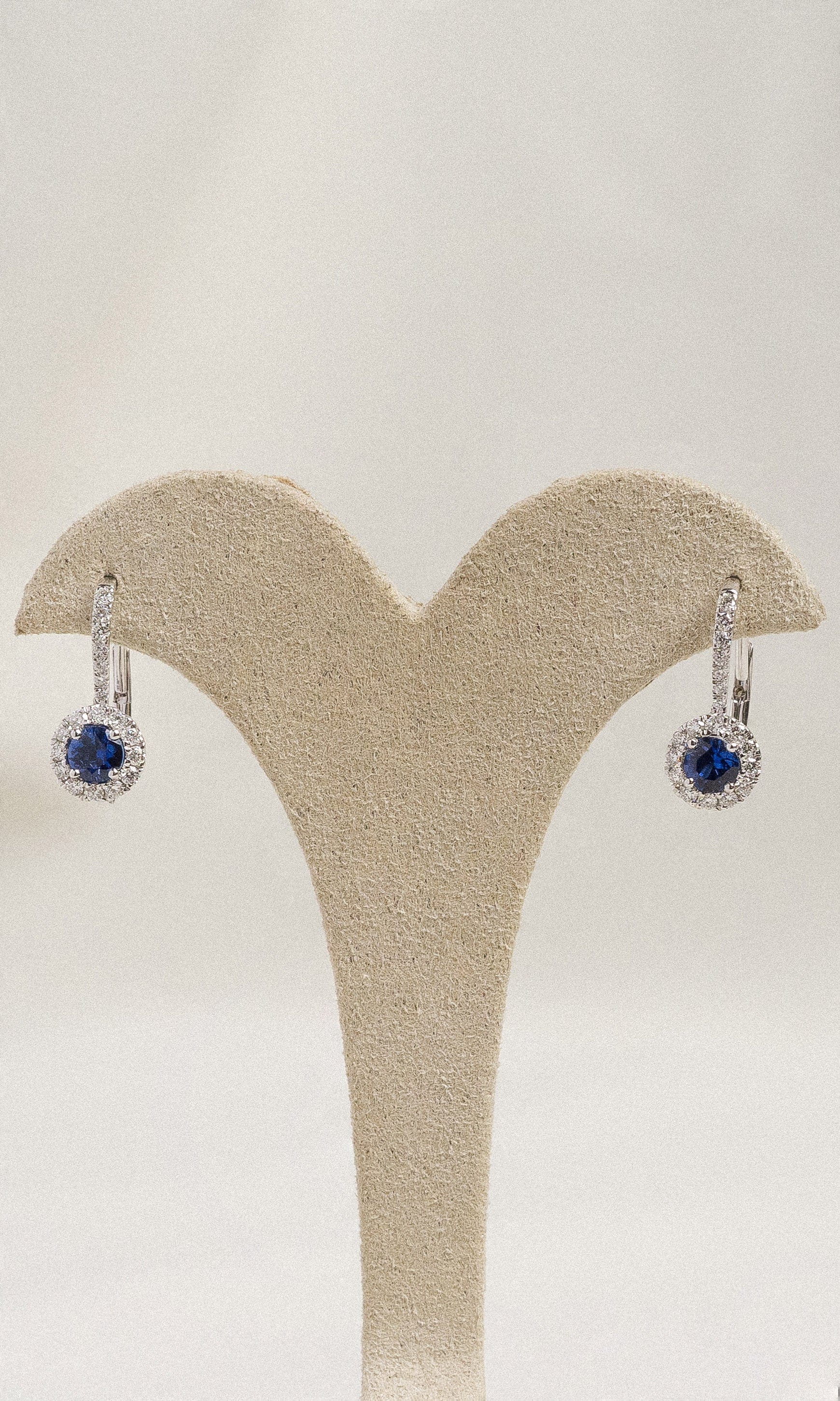 Hogans Family Jewellers 18K WG Round Sapphire & Diamond Drop Earrings