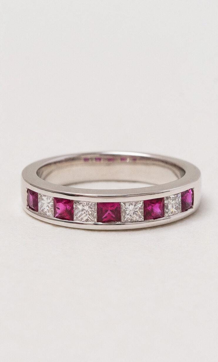 Hogans Family Jewellers 18K WG Ruby & Diamond Band