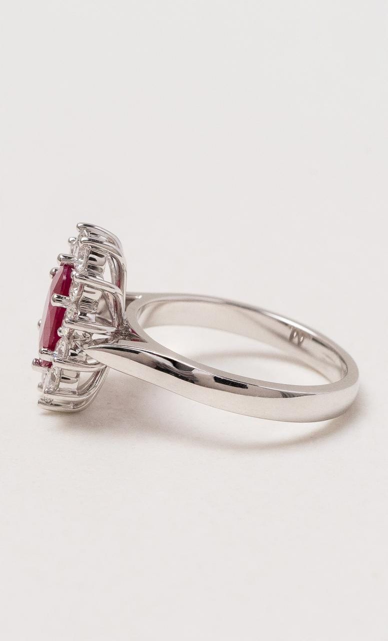 Hogans Family Jewellers 18K WG Ruby & Diamond Cluster Dress Ring