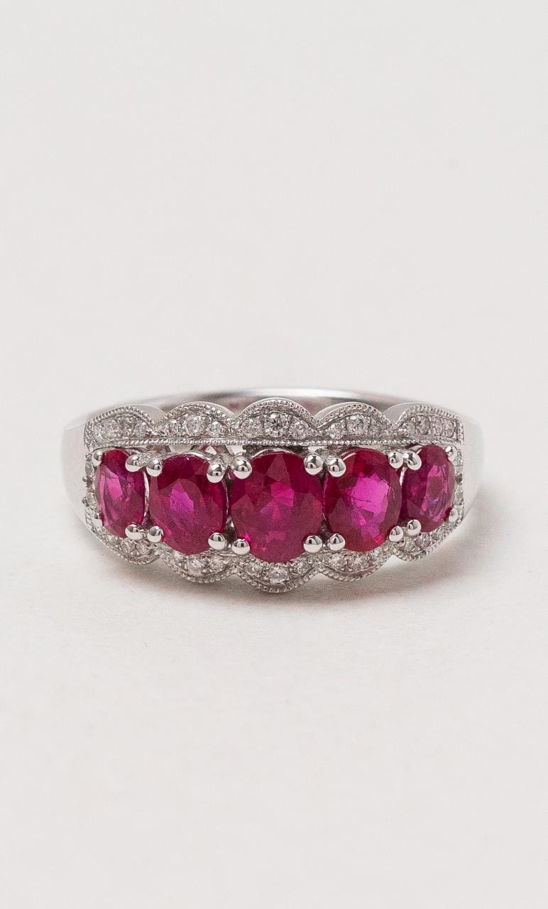 Hogans Family Jewellers 18K WG Ruby & Diamond Dress Ring