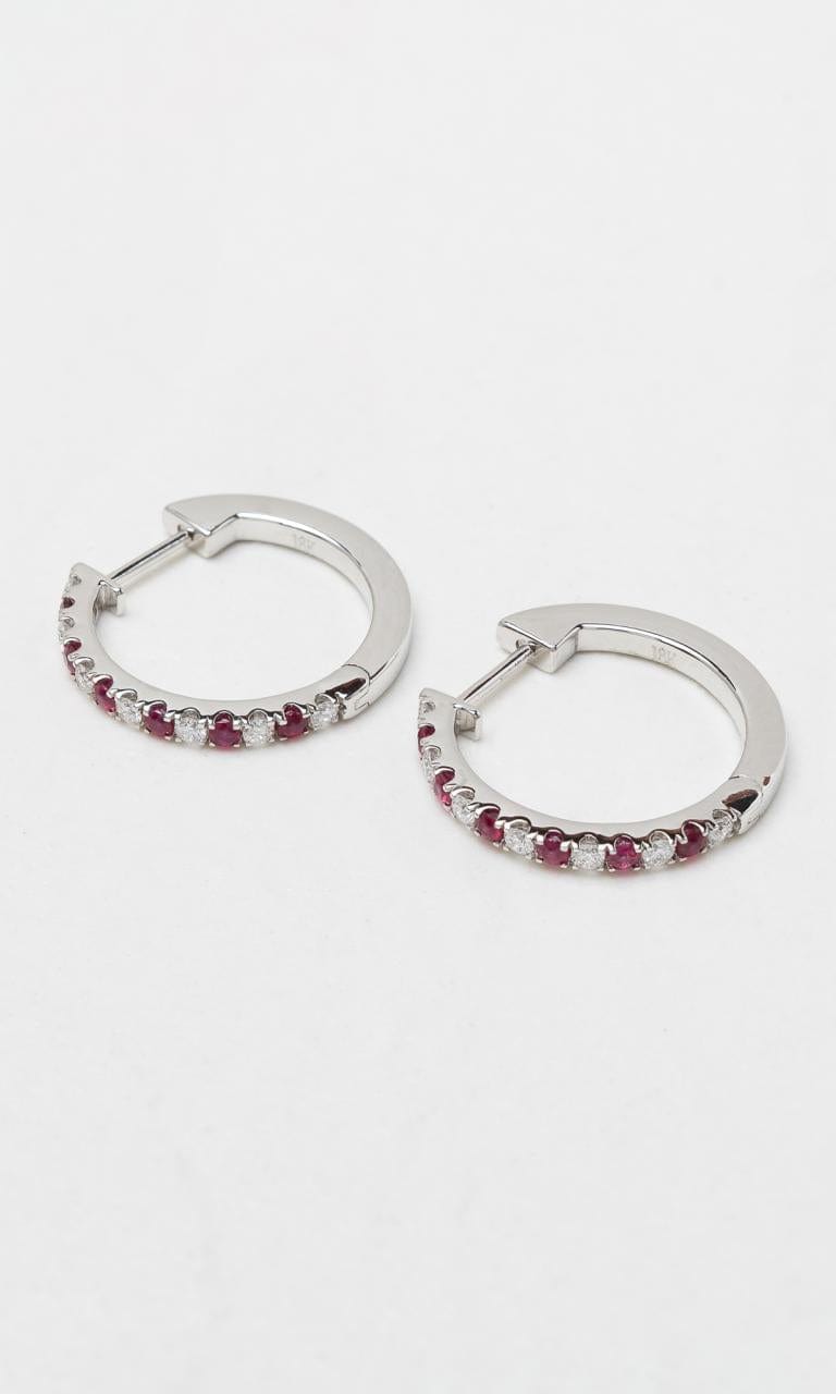 Hogans Family Jewellers 18K WG Ruby & Diamond Huggie Earrings