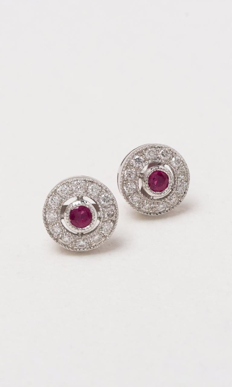 Hogans Family Jewellers 18K WG Ruby Halo Style Stud Earrings