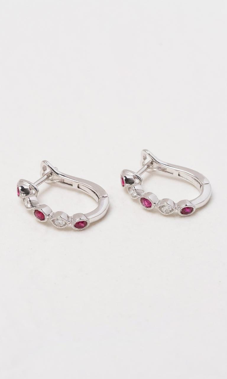 Hogans Family Jewellers 18K WG Ruby Hoop Style Earrings