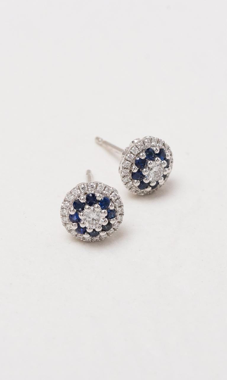 Hogans Family Jewellers 18K WG Sapphire and Diamond Cluster Earrings