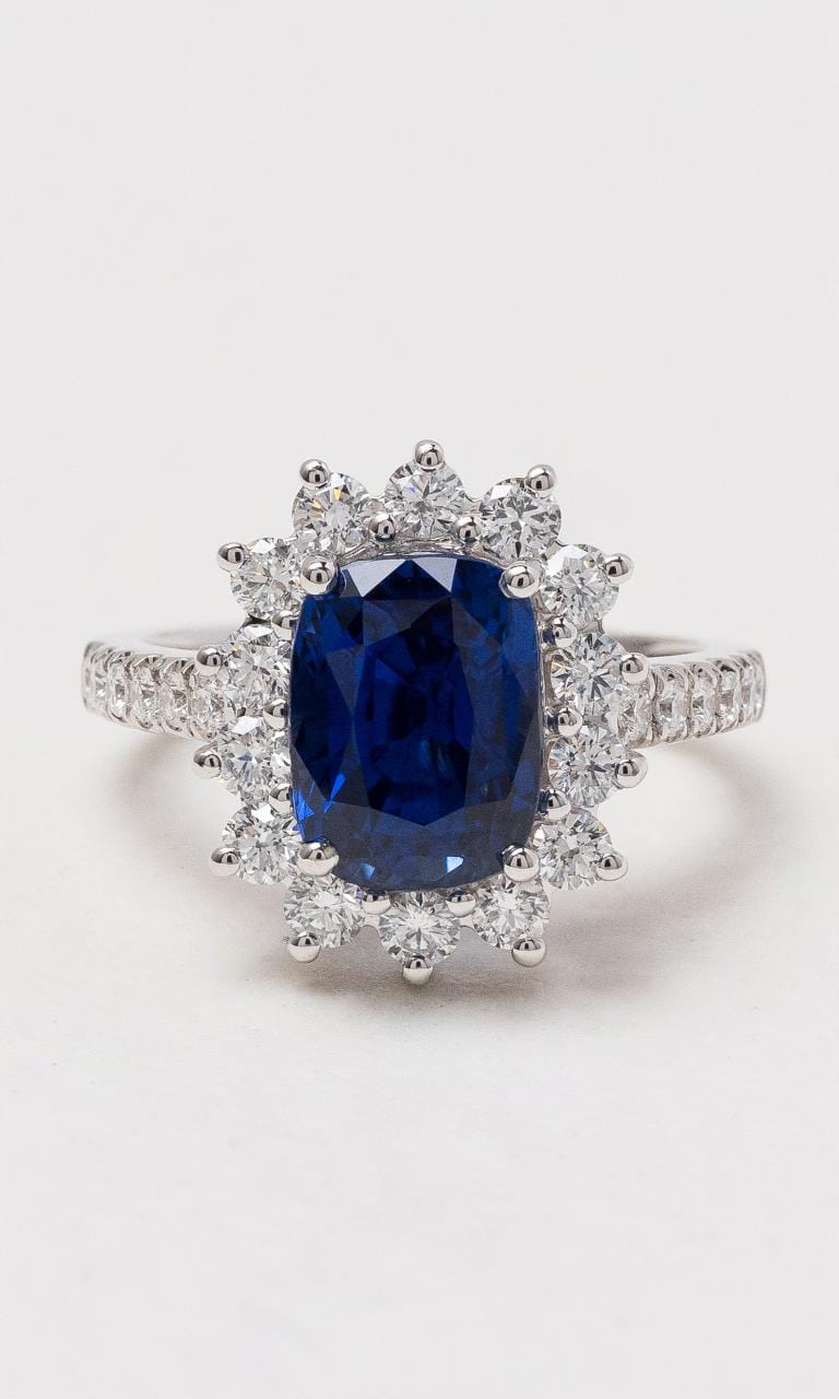 Hogans Family Jewellers 18K WG Sapphire & Diamond Cluster Ring