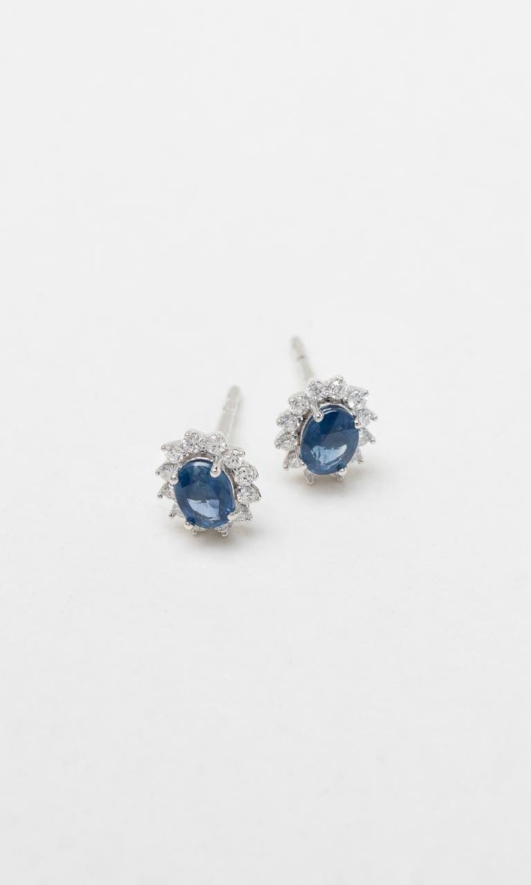 Hogans Family Jewellers 18K WG Sapphire & Diamond Stud Earrings