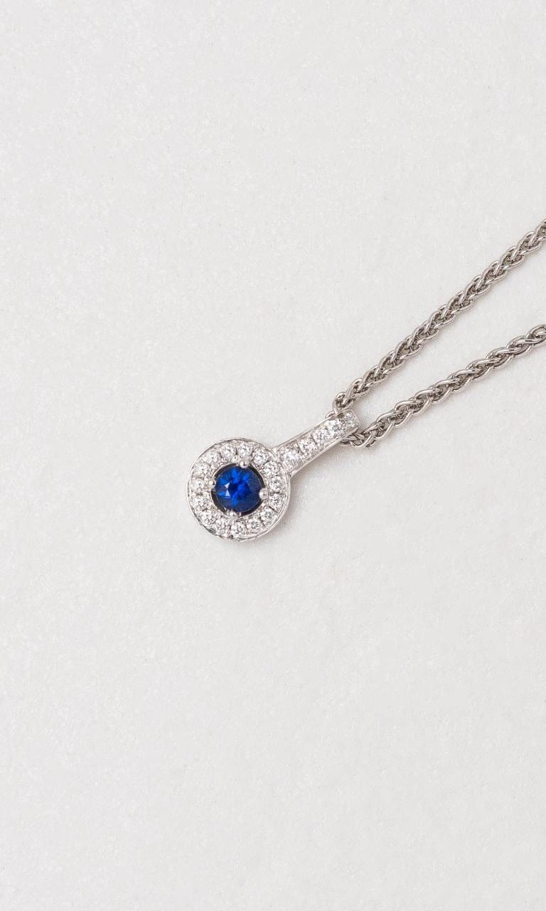 Hogans Family Jewellers 18K WG Sapphire Halo Style Pendant