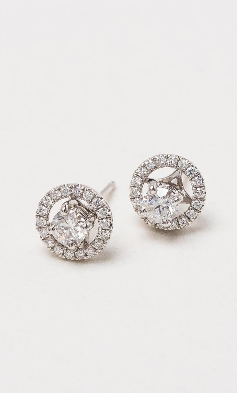 Hogans Family Jewellers 18K WG Solitaire Diamond Stud Earrings With Diamond Jackets