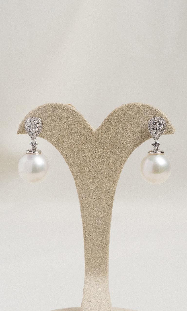 Hogans Family Jewellers 18K WG South Sea Pearl Drop Earrings