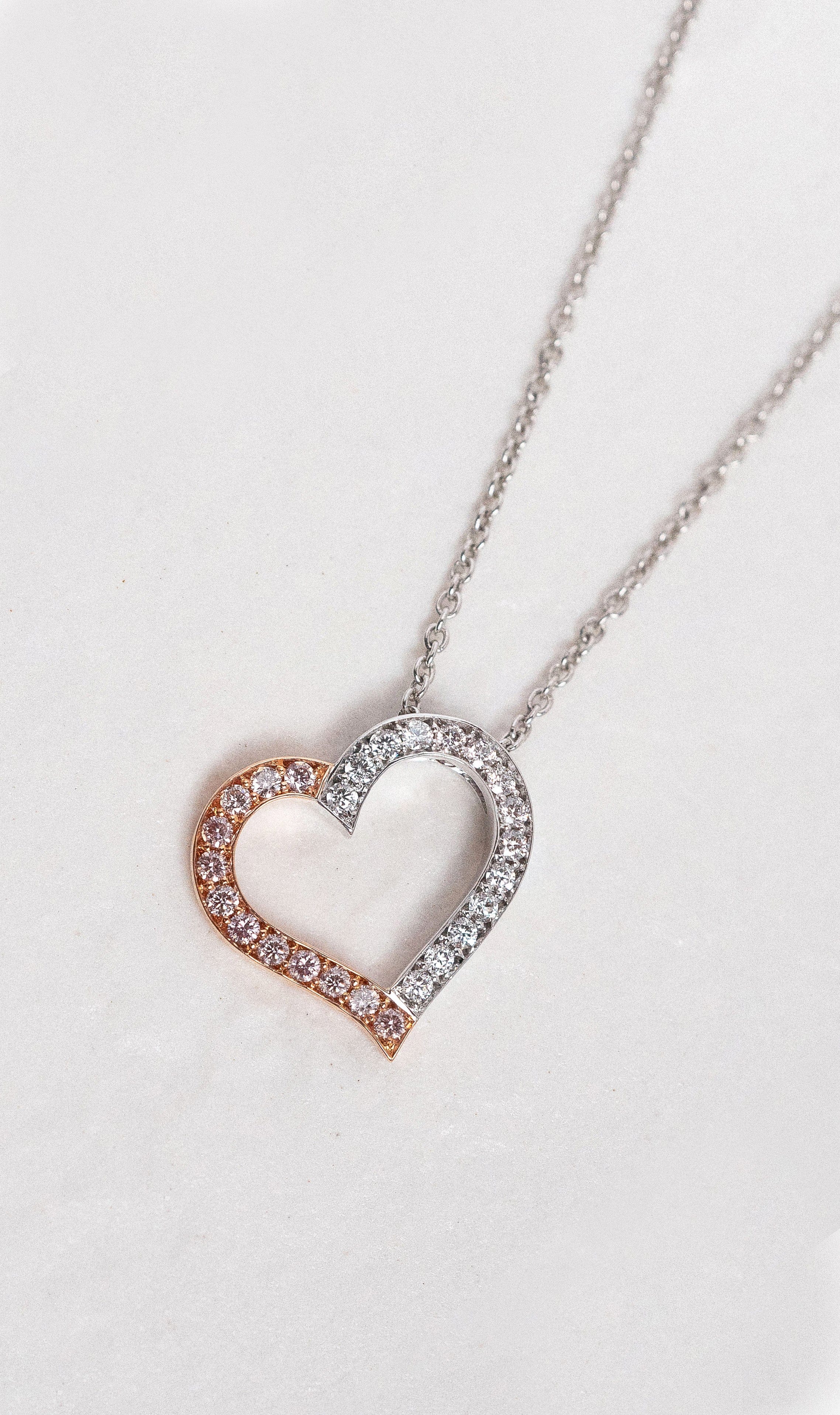 Hogans Family Jewellers 18K White and Pink Diamond Heart Pendant