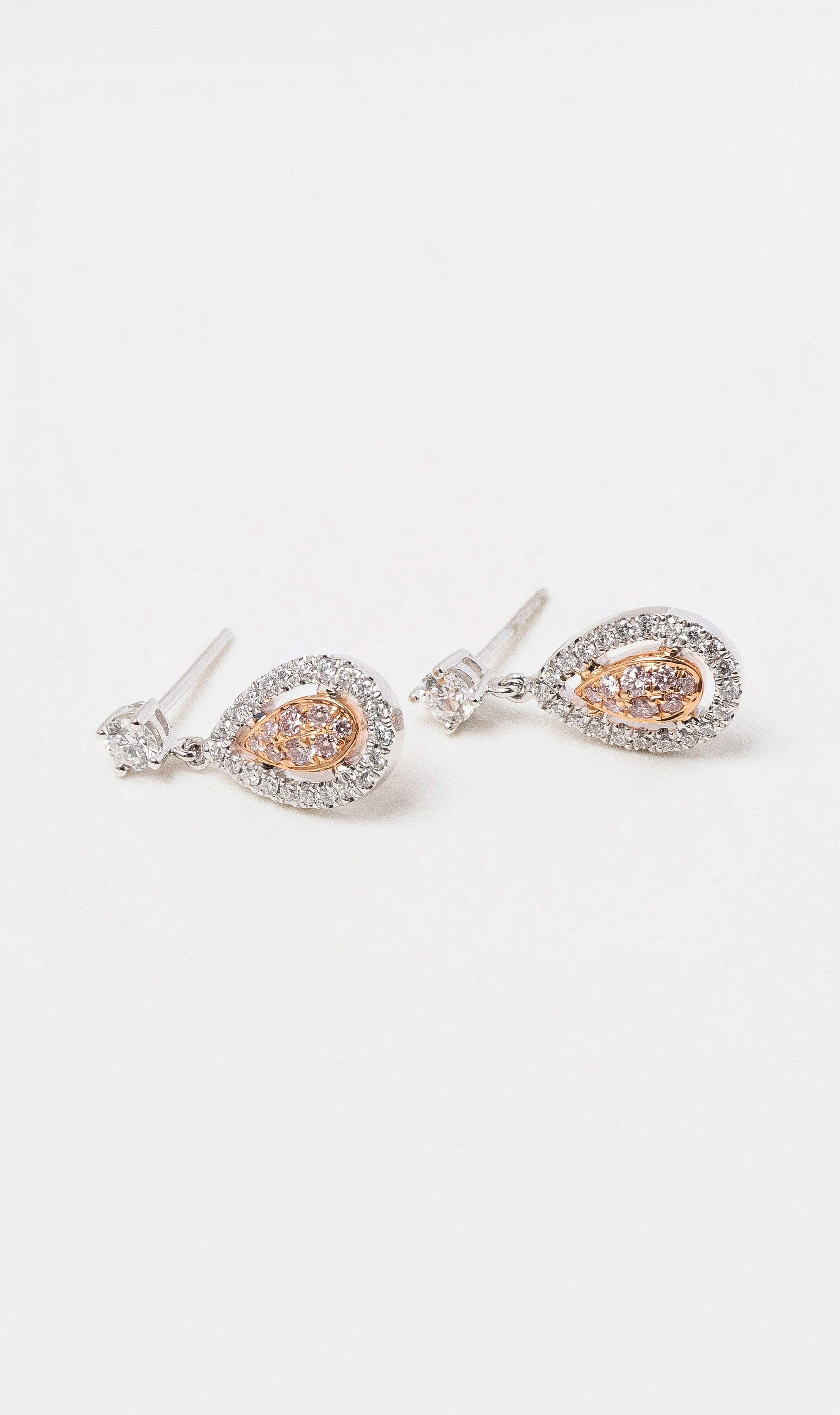 Hogans Family Jewellers 18K WRG Argyle Pink Diamond Drop Earrings