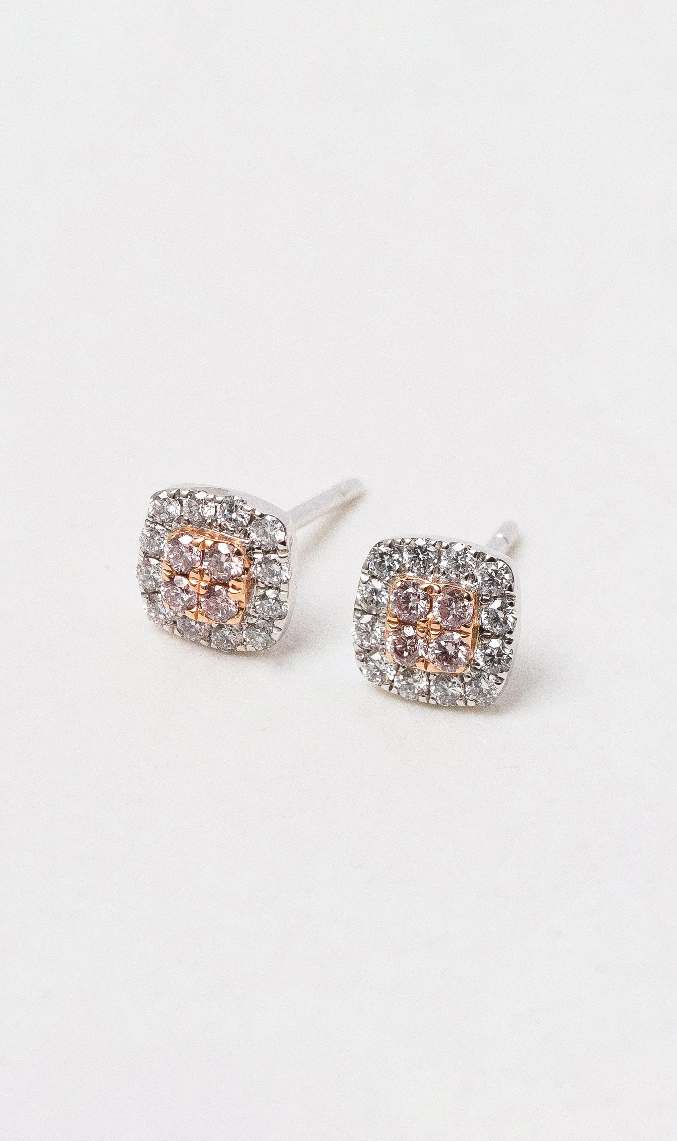 Hogans Family Jewellers 18K WRG Argyle Pink Diamond Stud Earrings