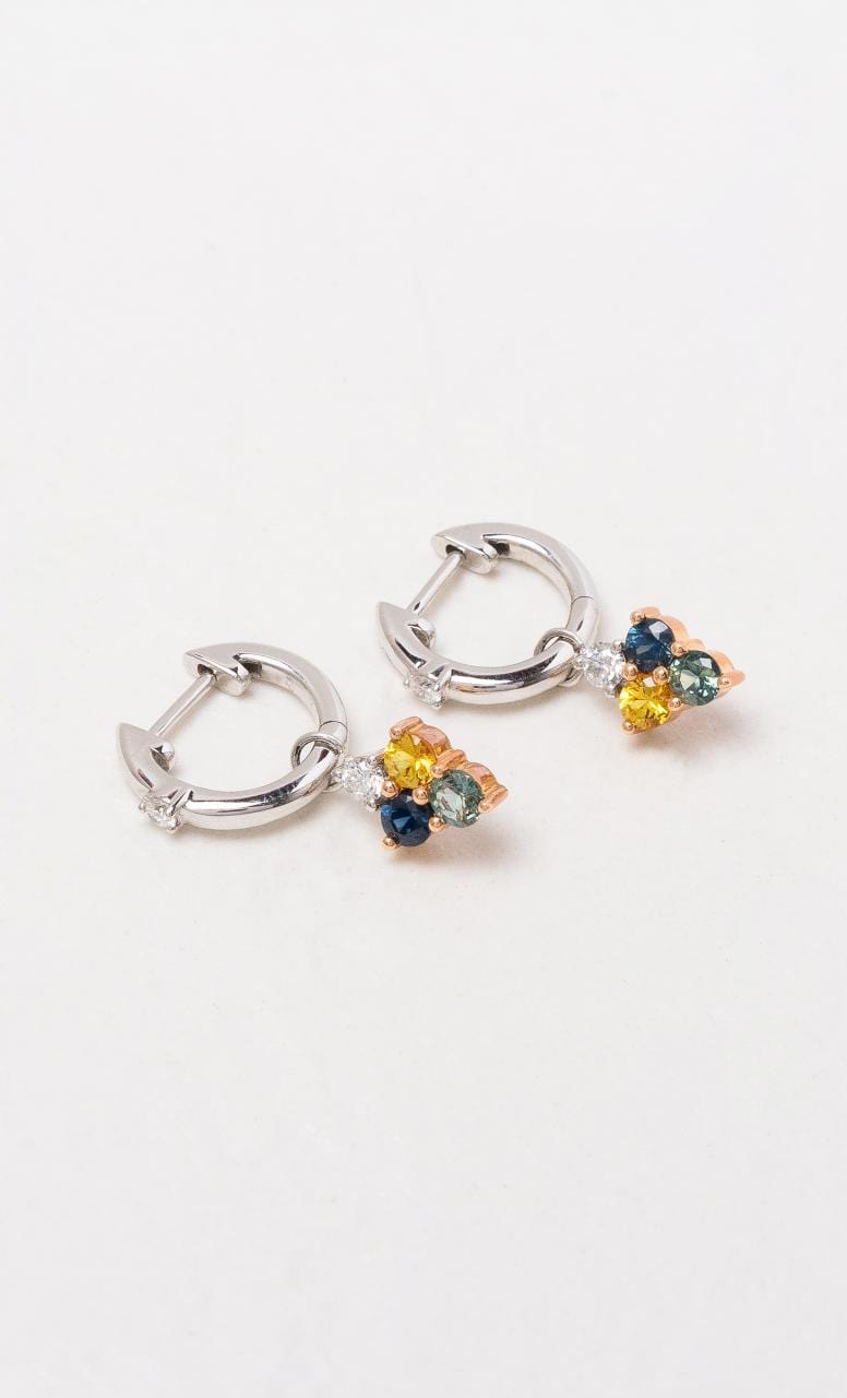 Hogans Family Jewellers 18K WRG Australian Sapphire Huggie Earrings