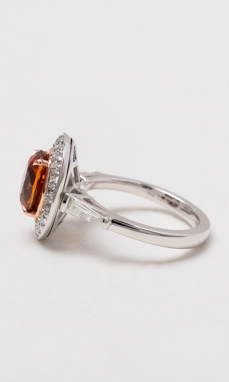Hogans Family Jewellers 18K WRG Orange Sapphire & Diamond Ring