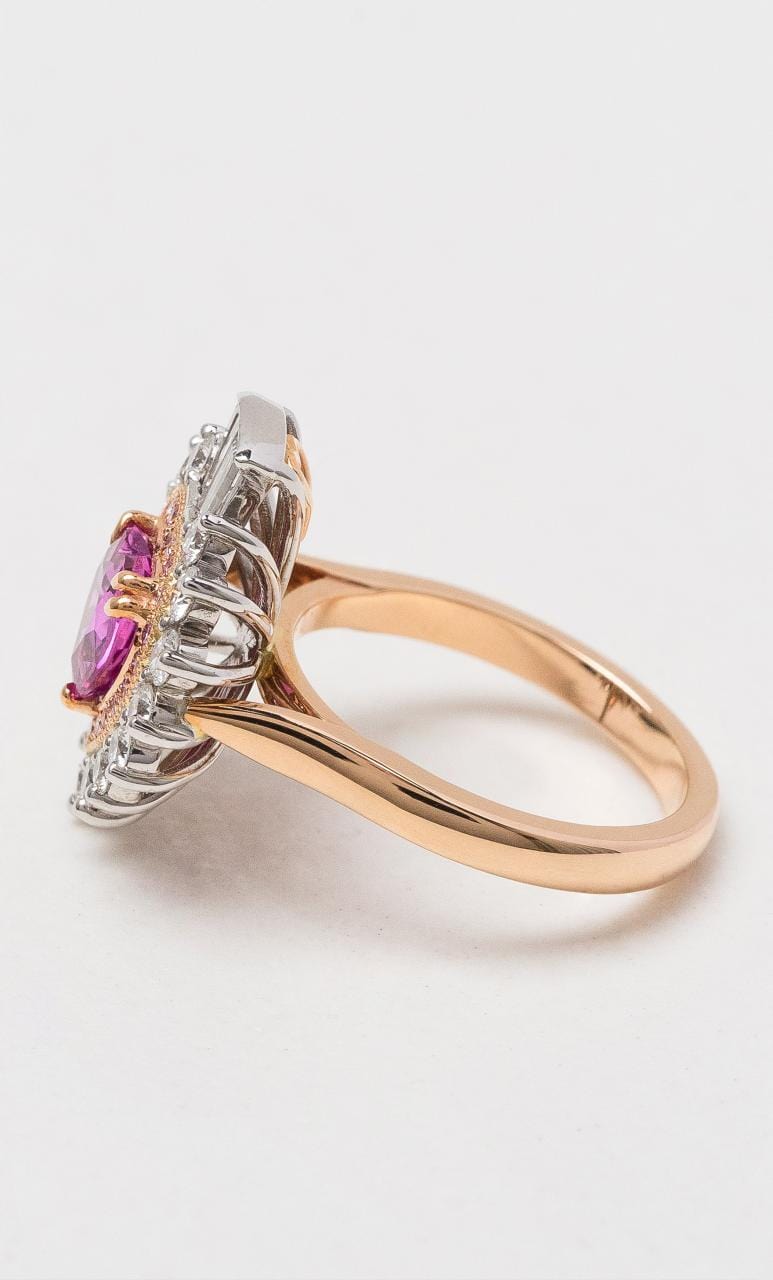 Hogans Family Jewellers 18K WRG Pink Sapphire & Diamond Claddagh Ring
