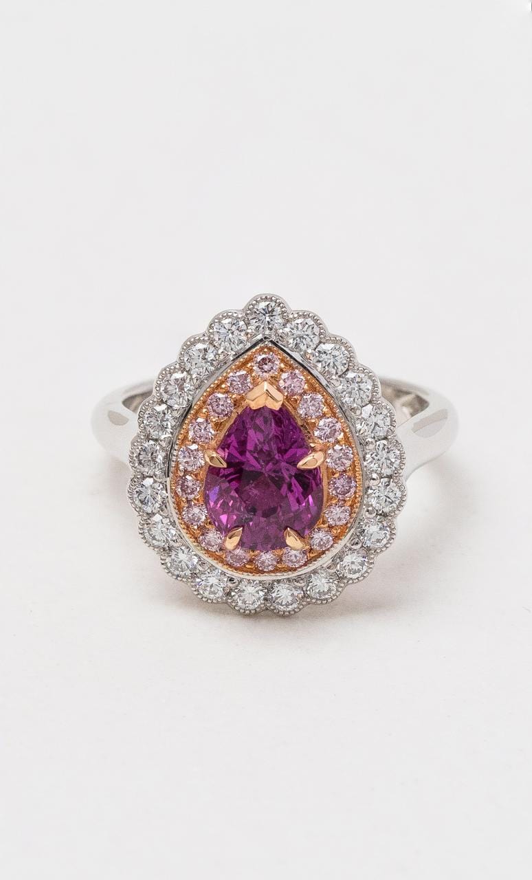 Hogans Family Jewellers 18K WRG Pink Sapphire & Diamond Cluster Ring