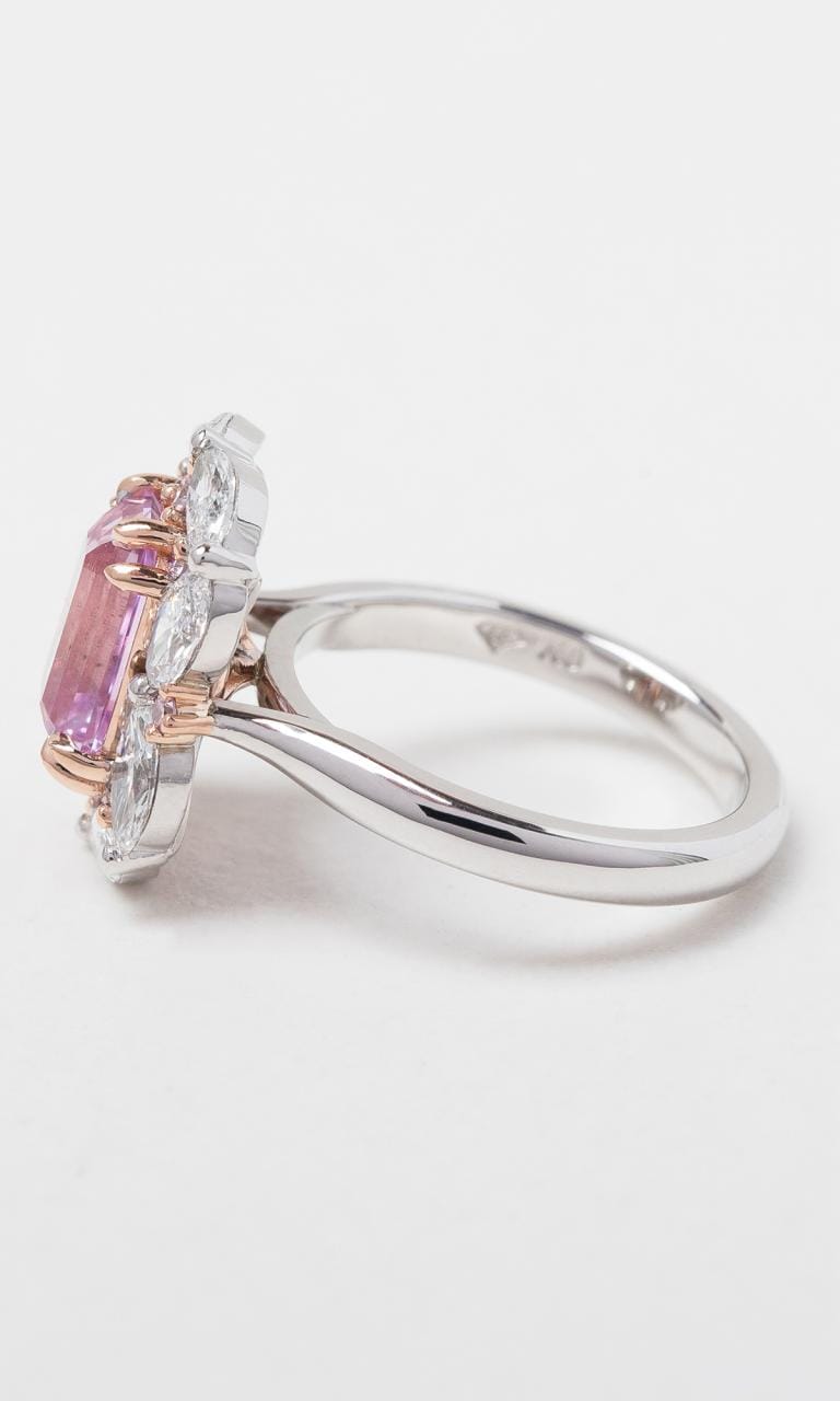 Hogans Family Jewellers 18K WRG Radiant Cut Pink Sapphire & Australian Pink Diamond Cluster Ring