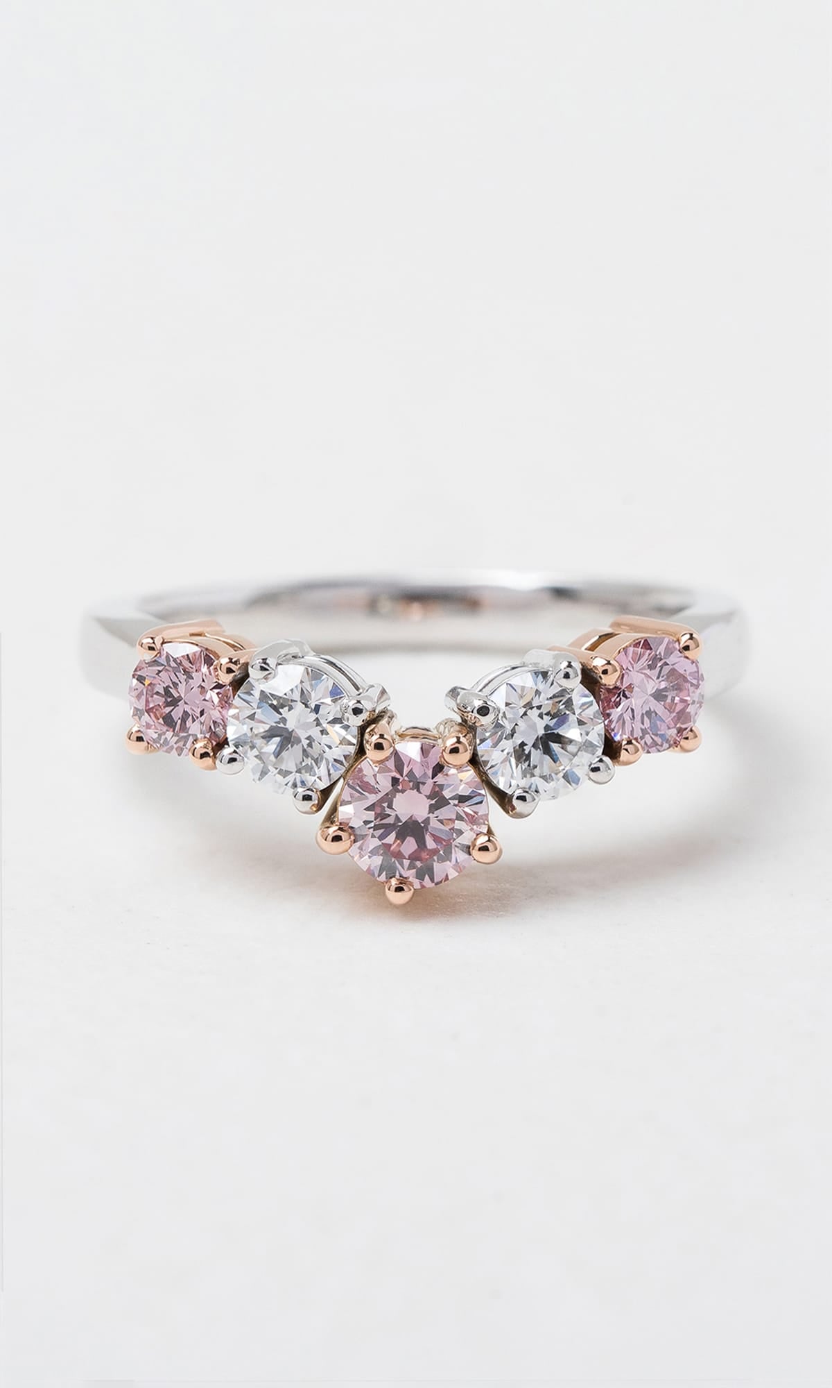 Hogans Family Jewellers 18K WRG Round Brilliant Cut White & Argyle-Certified Pink Diamond Contoured Band