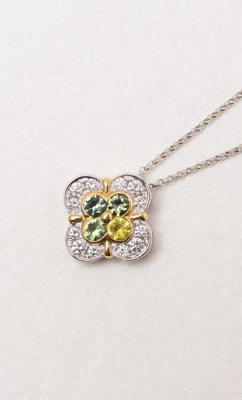 Hogans Family Jewellers 18K WYG Multi-Coloured Sapphire Necklace