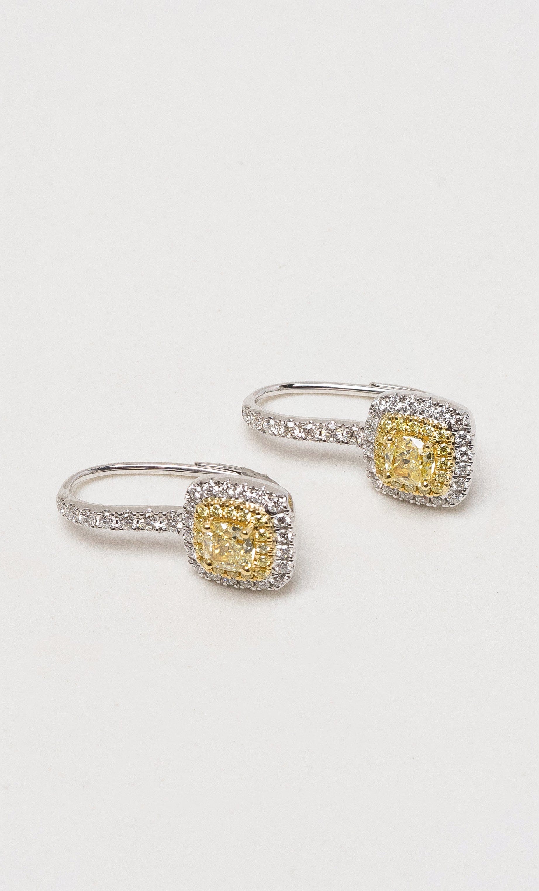Hogans Family Jewellers 18K WYG Yellow Diamond Cluster Drop Earrings