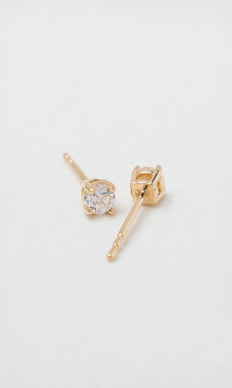 Hogans Family Jewellers 18K YG 0.075ct TDW Round Brilliant Cut Diamond Solitaire Stud Earrings