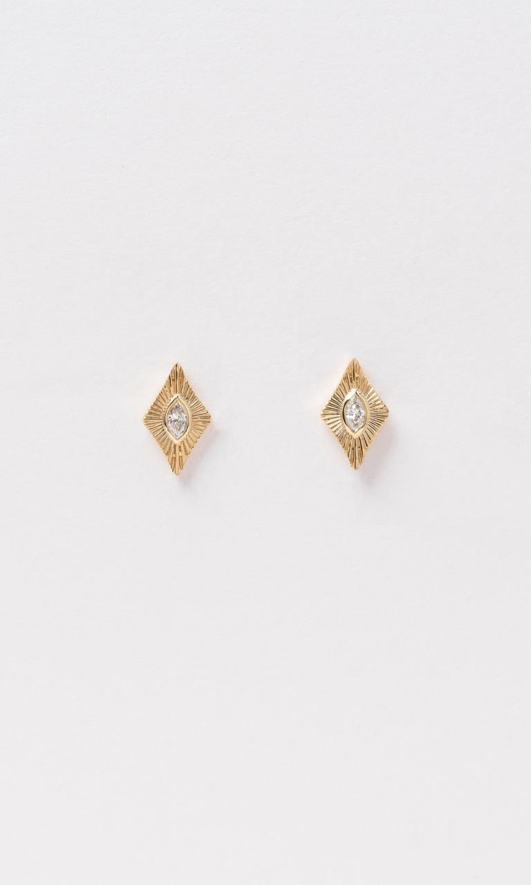 Hogans Family Jewellers 18K YG 0.10ct TDW Marquise Cut Diamond Stud Earrings