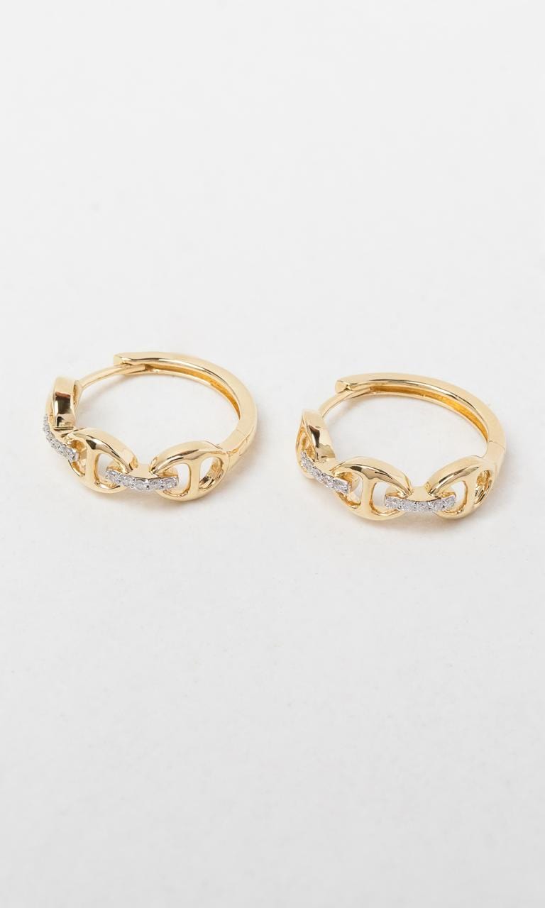 Hogans Family Jewellers 18K YG 0.10ct TDW Round Brilliant Cut Diamond Huggie Earrings