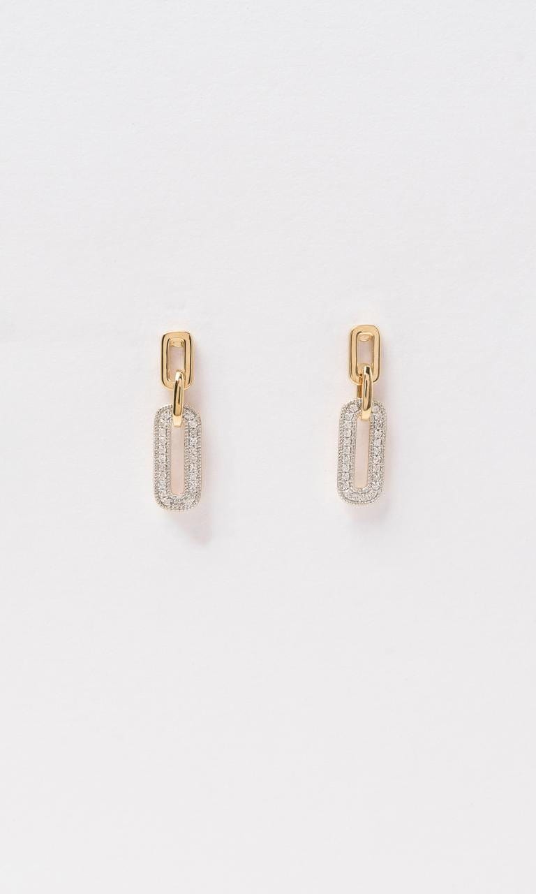 Hogans Family Jewellers 18K YG 0.14ct TDW Round Brilliant Cut Diamond Paperclip Drop Stud Earrings