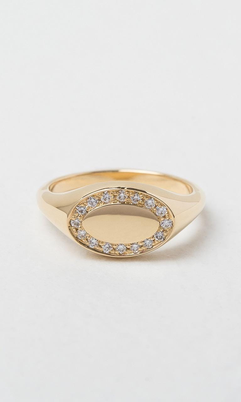 Hogans Family Jewellers 18K YG 0.16ct TDW Round Brilliant Cut Diamond Oval Signet Ring