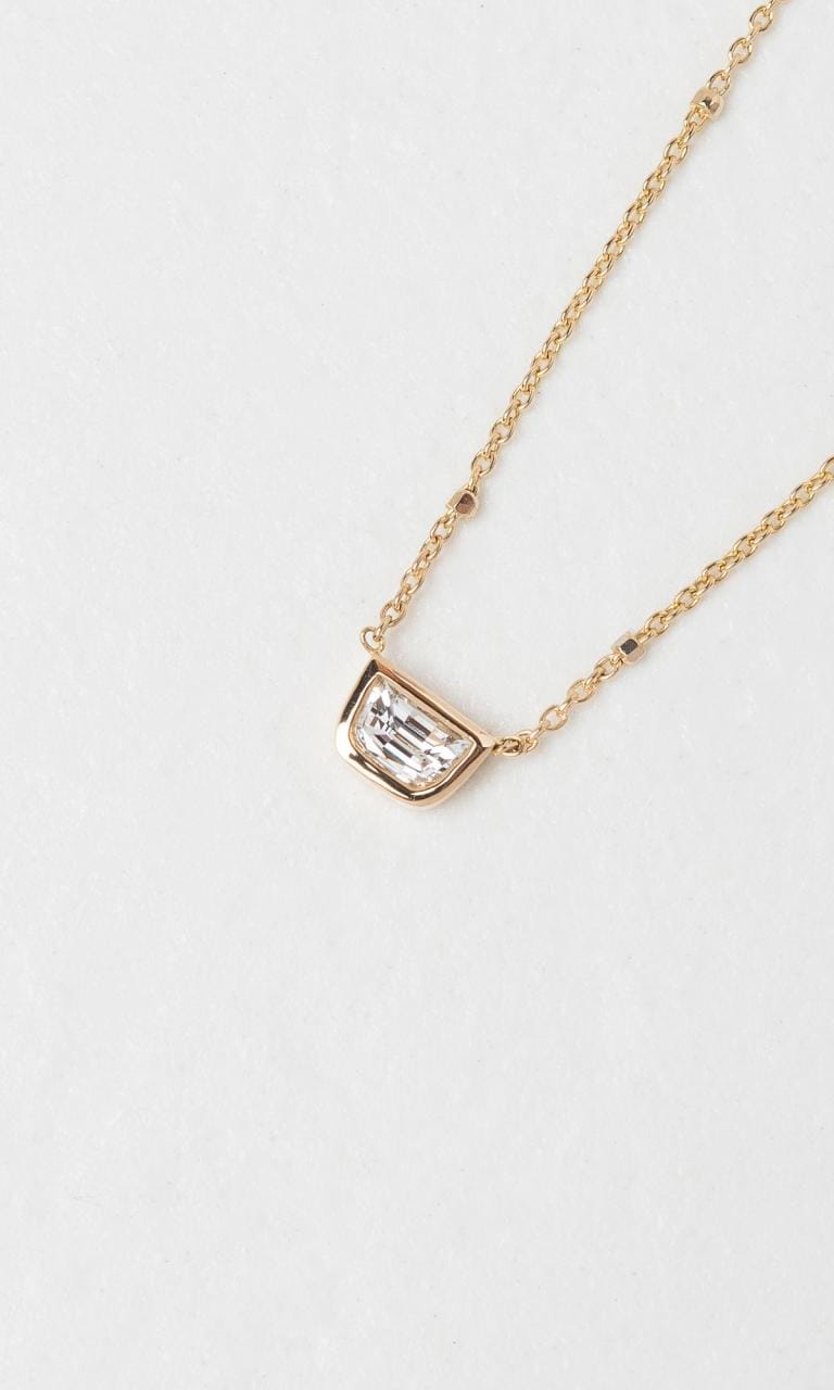 Hogans Family Jewellers 18K YG 0.21ct Half Moon Cut Diamond Bezel Set Necklace