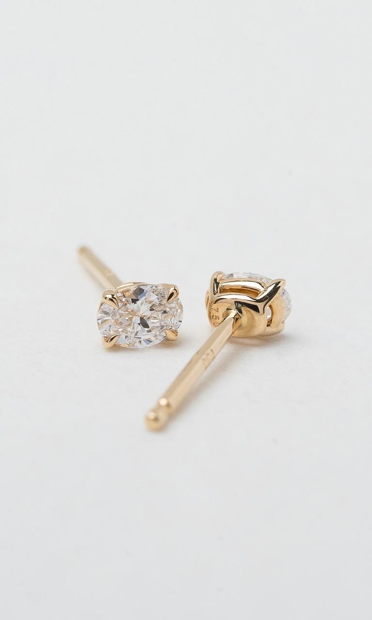 Hogans Family Jewellers 18K YG 0.30ct TDW Oval Cut Diamond Solitaire Stud Earrings