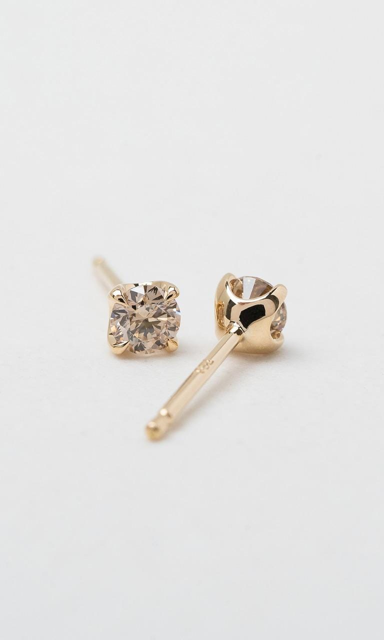Hogans Family Jewellers 18K YG 0.40ct TDW Round Brilliant Cut Champagne Diamond Solitaire Stud Earrings