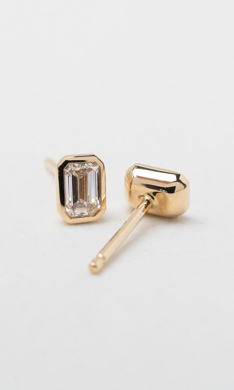 Hogans Family Jewellers 18K YG 0.54ct TDW Emerald Cut Diamond Bezel Set Stud Earrings