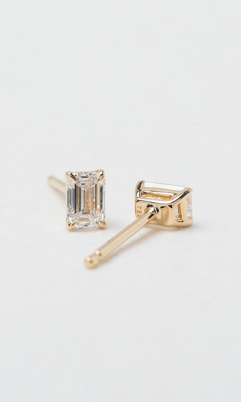 Hogans Family Jewellers 18K YG 0.55ct TDW Emerald Cut Diamond Solitaire Stud Earrings
