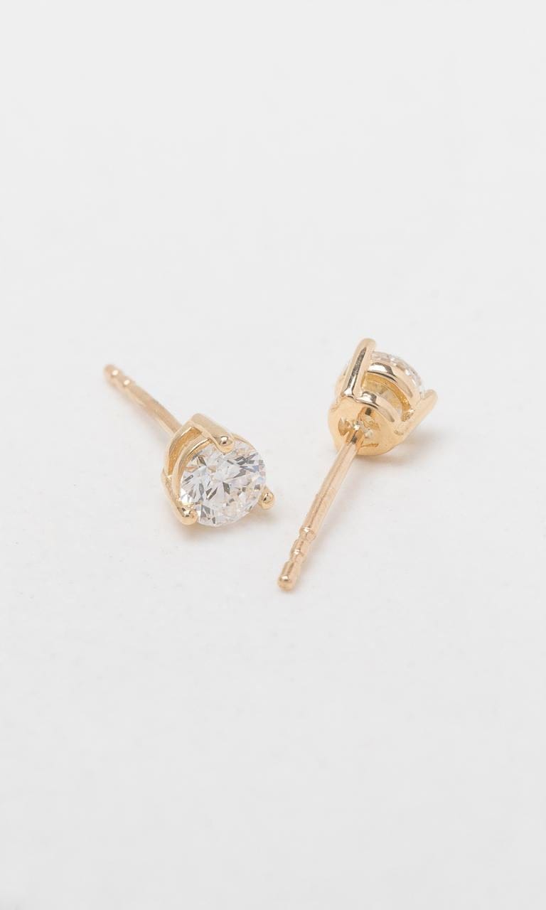 Hogans Family Jewellers 18K YG 0.591ct TDW Round Brilliant Cut Diamond Solitaire Stud Earrings