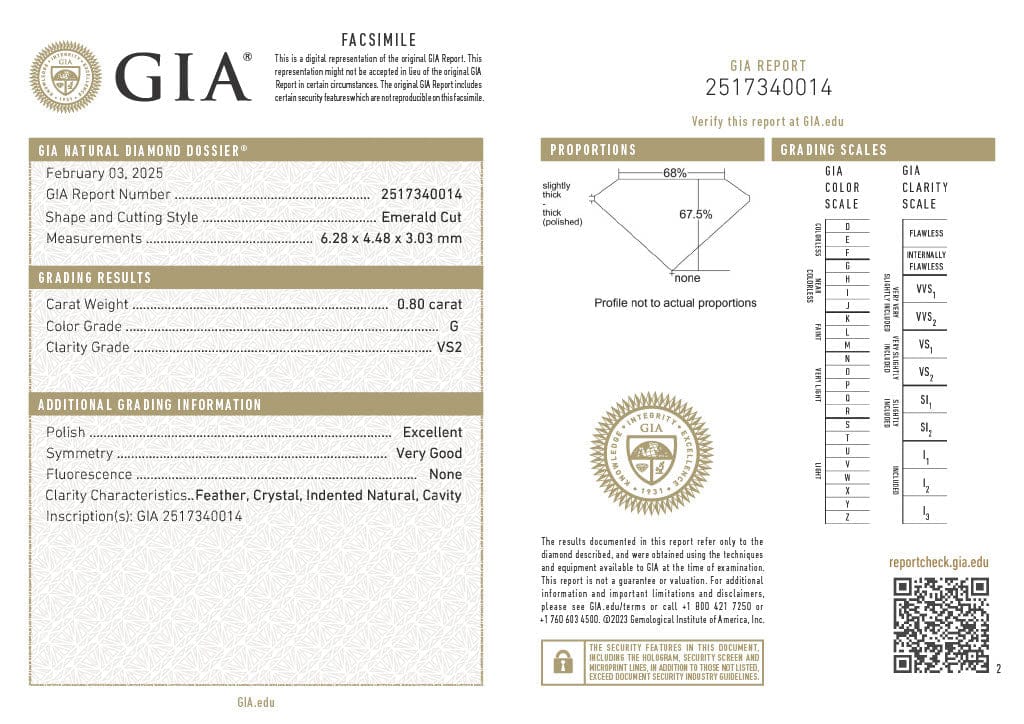 Hogans Family Jewellers 18K YG 0.80ct Emerald Cut Diamond Solitaire Ring