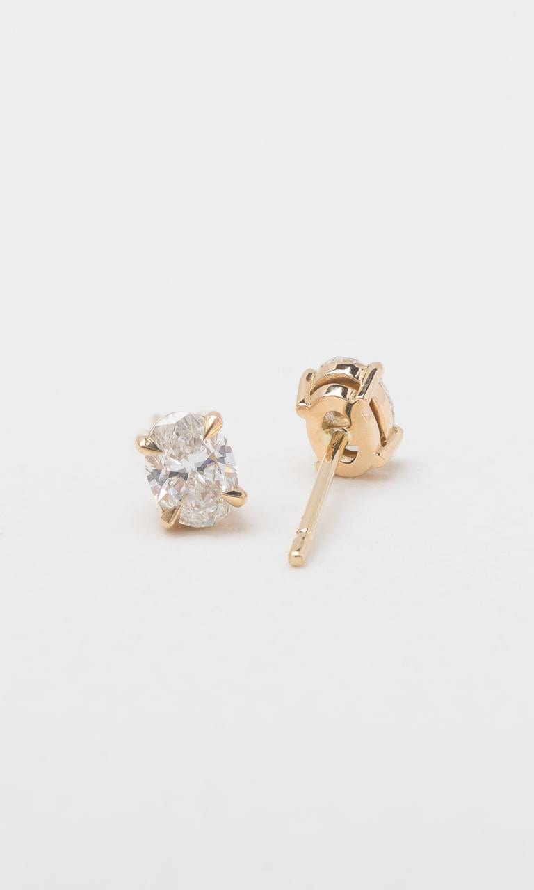 Hogans Family Jewellers 18K YG 0.80ct TDW Oval Cut Diamond Solitaire Stud Earrings