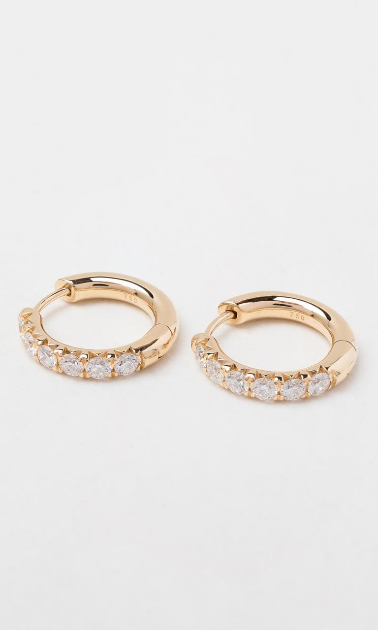 Hogans Family Jewellers 18K YG 1.00ct TDW Round Brilliant Cut Diamond Huggie Earrings