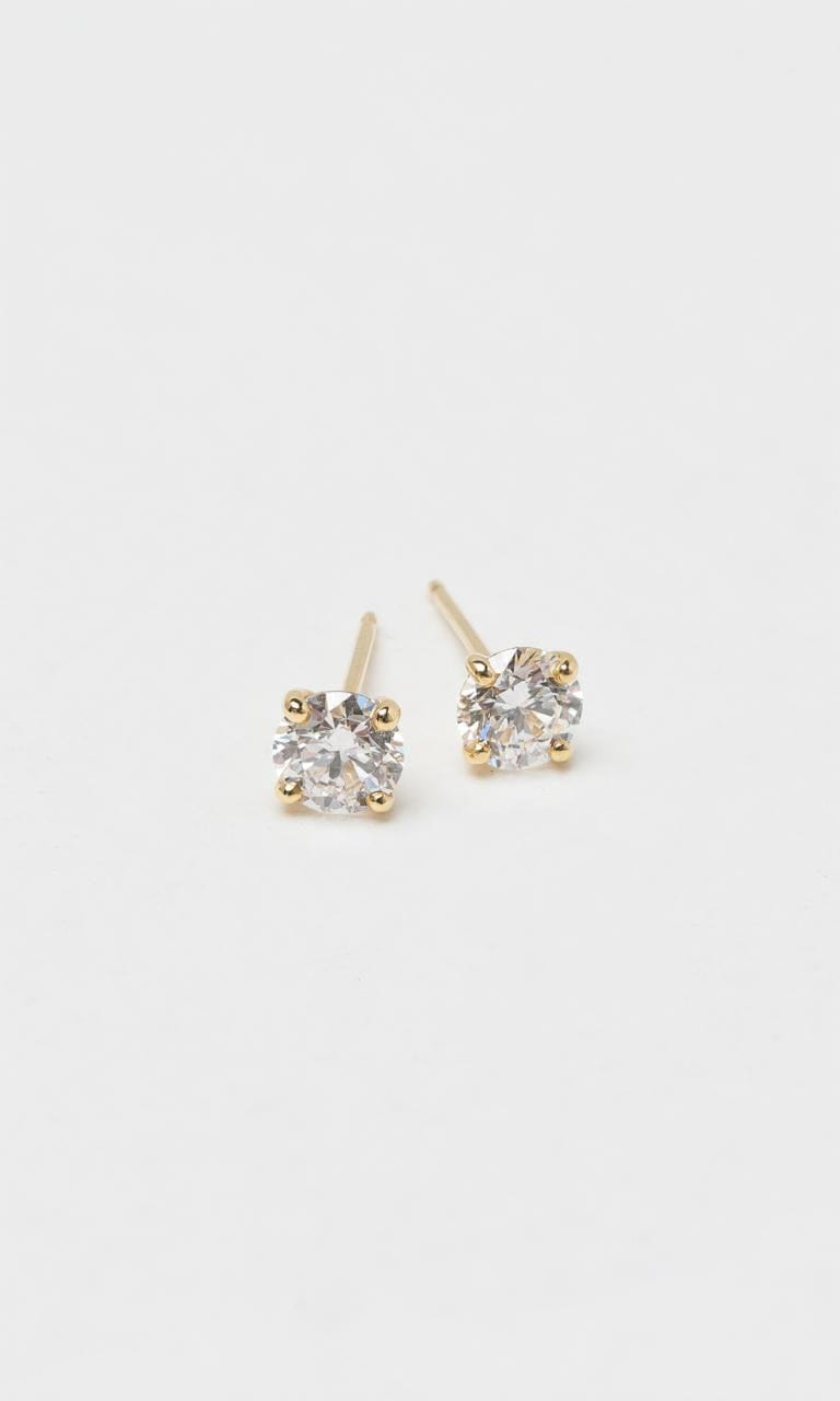Hogans Family Jewellers 18K YG 1.00ct TDW Round Brilliant Diamond Solitaire Stud Earrings