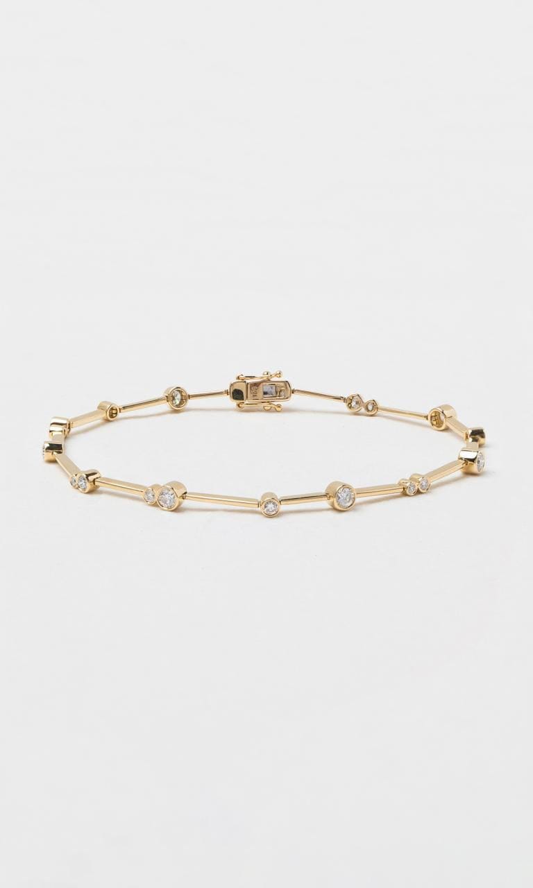 Hogans Family Jewellers 18K YG 1.01ct TDW Round Brilliant Cut Diamond Bezel Set Bracelet