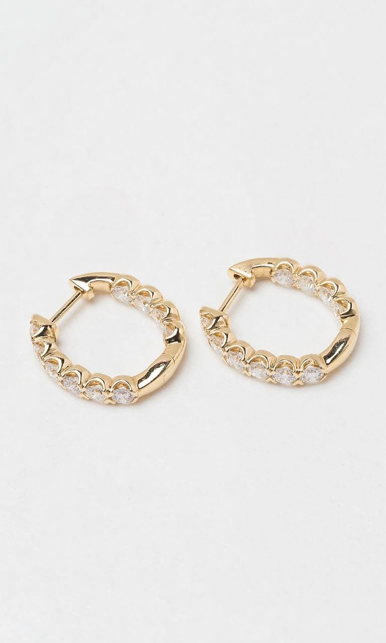 Hogans Family Jewellers 18K YG 1.69ct TDW Round Brilliant Cut Diamond Huggie Earrings