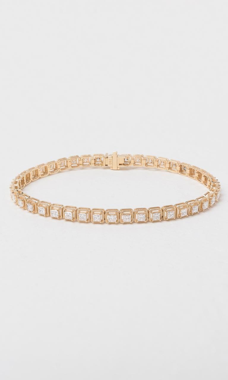 Hogans Family Jewellers 18K YG 3.30ct TDW Princess Cut Diamond Tennis Bracelet