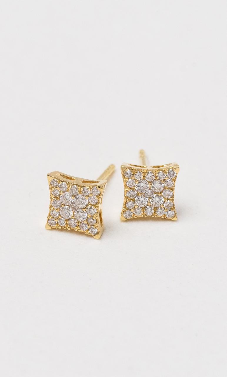 Hogans Family Jewellers 18K YG 4 Point Diamond Cluster Stud Earrings