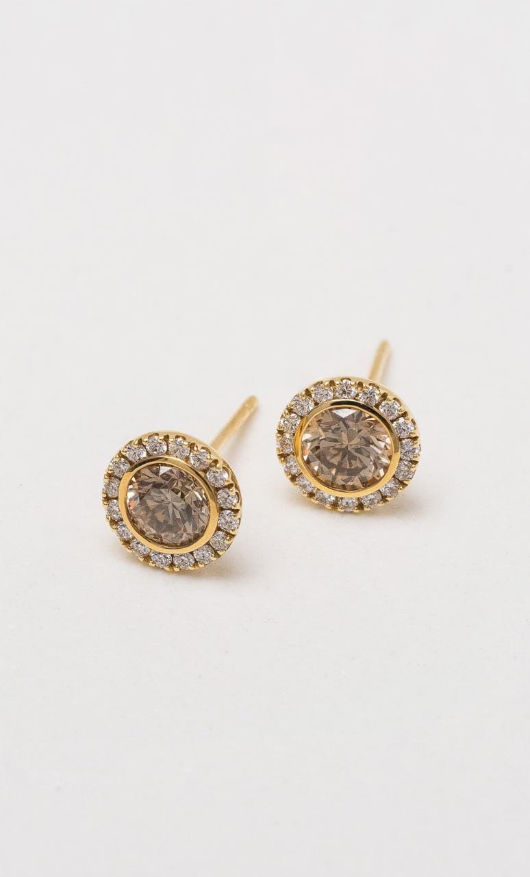 Hogans Family Jewellers 18K YG Champagne Diamond Stud Earrings